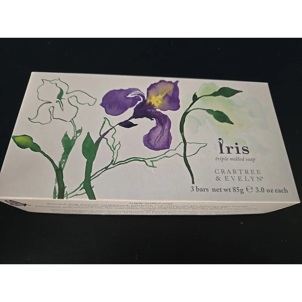 Crabtree & Evelyn IRIS Triple Milled Soap Box Set of 3 Bars Sealed Discontinued‎